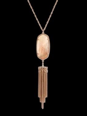 Kendra Scott Rayne Rose Gold Long Pendant Necklace in Peach Illusion